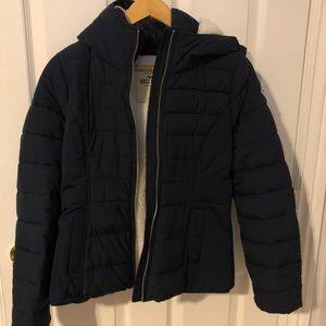 Navy Blue Sherpa Lined Puffer Jacket
